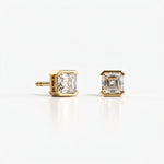 Pendientes de botón Faubourg 1925 en oro reciclado de 18 quilates con diamante de laboratorio talla Asscher blanco – Lauredi