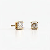 Pendientes de botón Faubourg 1925 en oro reciclado de 18 quilates con diamante de laboratorio talla Asscher blanco – Lauredi