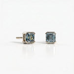 Pendientes de botón Faubourg 1925 en oro reciclado de 18 quilates con diamante de laboratorio talla Asscher azul – Lauredi