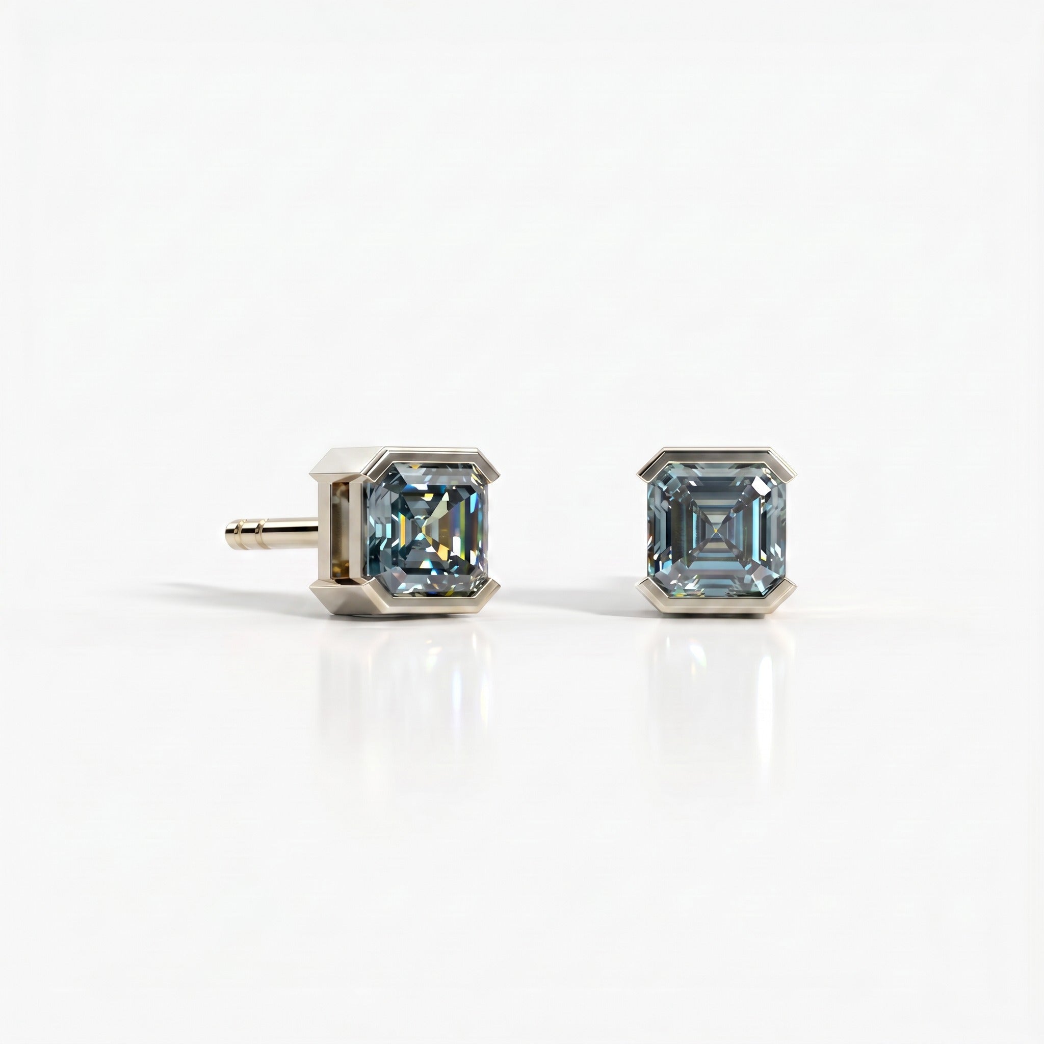 Faubourg 1925 stud earrings in recycled 18k gold with blue Asscher-cut lab-grown diamond – Lauredi