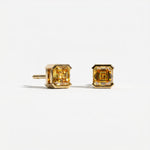 Pendientes de botón Faubourg 1925 en oro reciclado de 18 quilates con diamante de laboratorio talla Asscher amarillo – Lauredi
