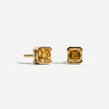 Pendientes de botón Faubourg 1925 en oro reciclado de 18 quilates con diamante de laboratorio talla Asscher amarillo – Lauredi