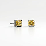 Pendientes de botón Faubourg 1925 en oro reciclado de 18 quilates con diamante de laboratorio talla Asscher amarillo – Lauredi