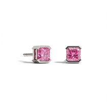 Faubourg 1925 oorstekers van gerecycled 18-karaats goud met roze Asscher-geslepen labdiamant – Lauredi