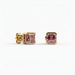 Pendientes de botón Faubourg 1925 en oro reciclado de 18 quilates con diamante de laboratorio talla Asscher rosa – Lauredi