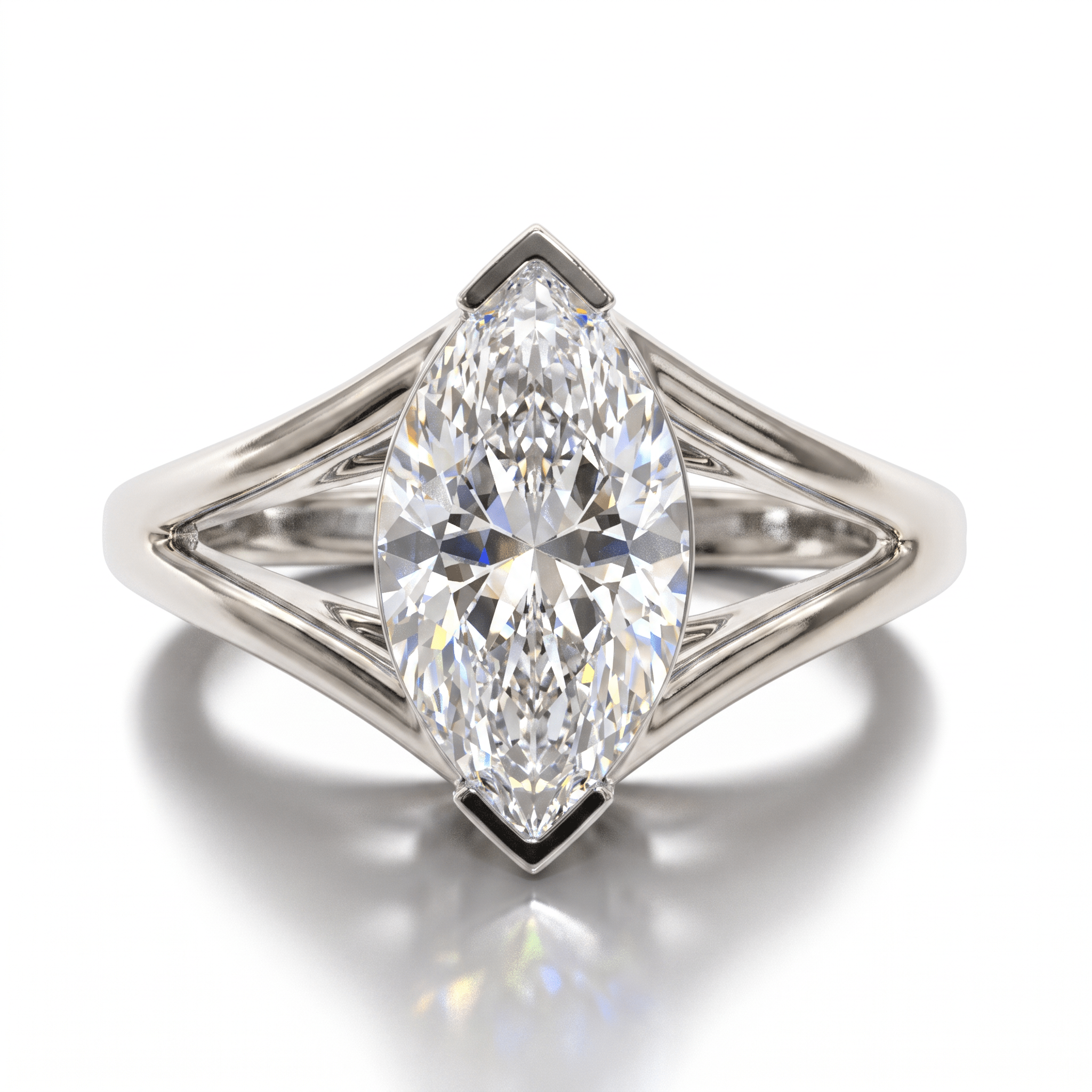 Solitaire Mme La Marquise Diamant Marquise Blanc - Lauredi