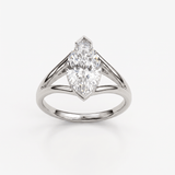 Solitaire Mme La Marquise Diamant Marquise Blanc - Lauredi
