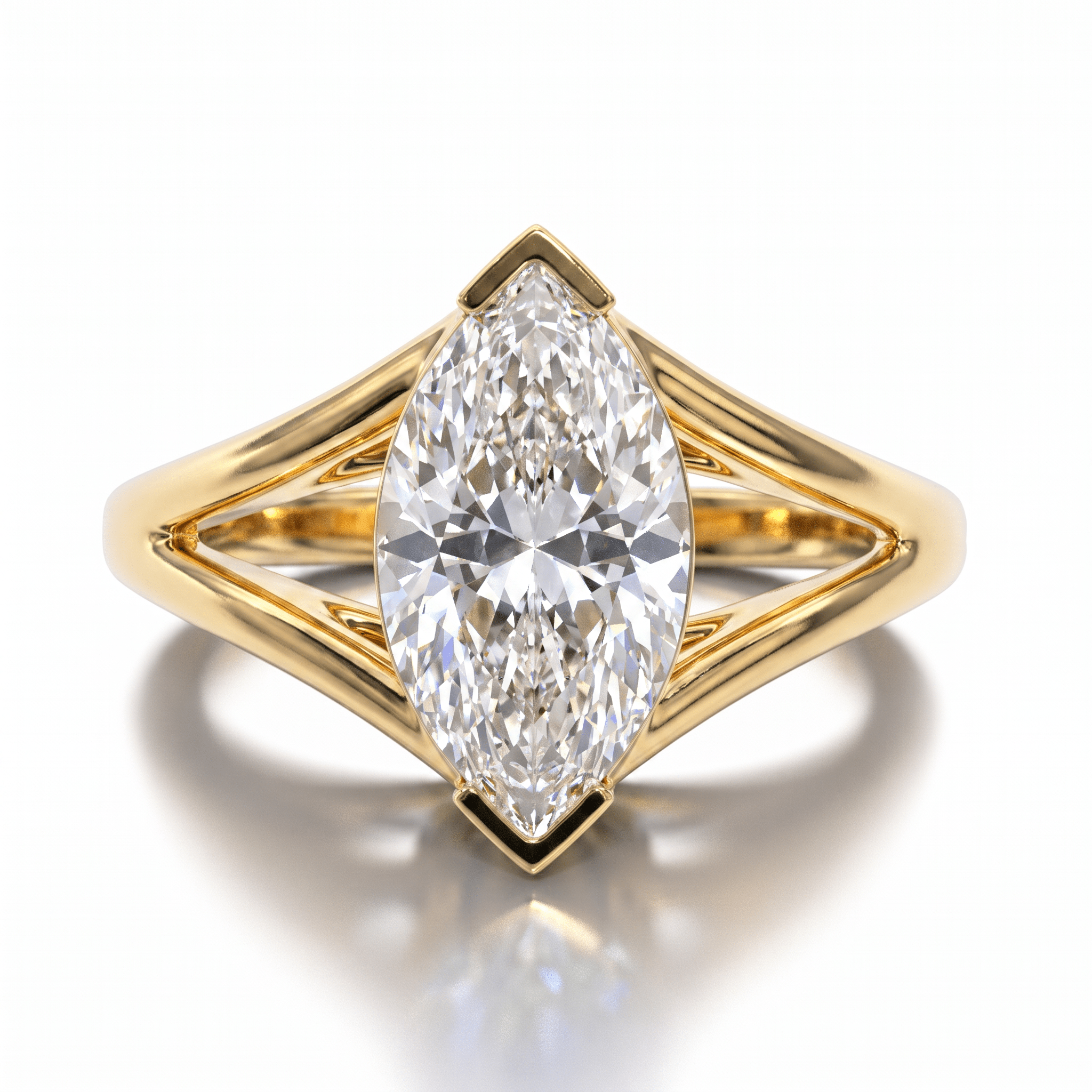 Solitaire Mme La Marquise Diamant Marquise Blanc - Lauredi