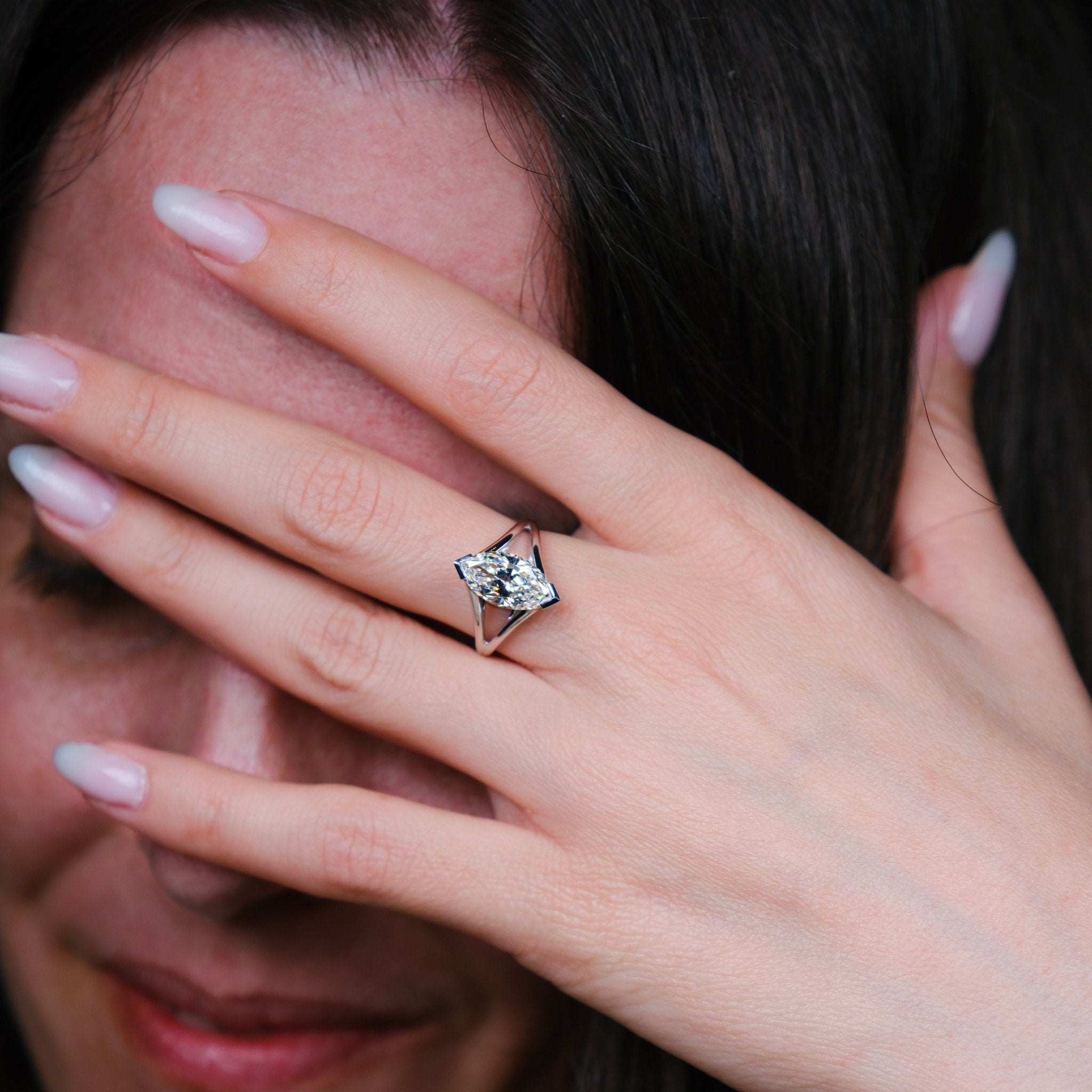 Solitaire Mme La Marquise Diamant Marquise Blanc, Or 18 carats - Lauredi