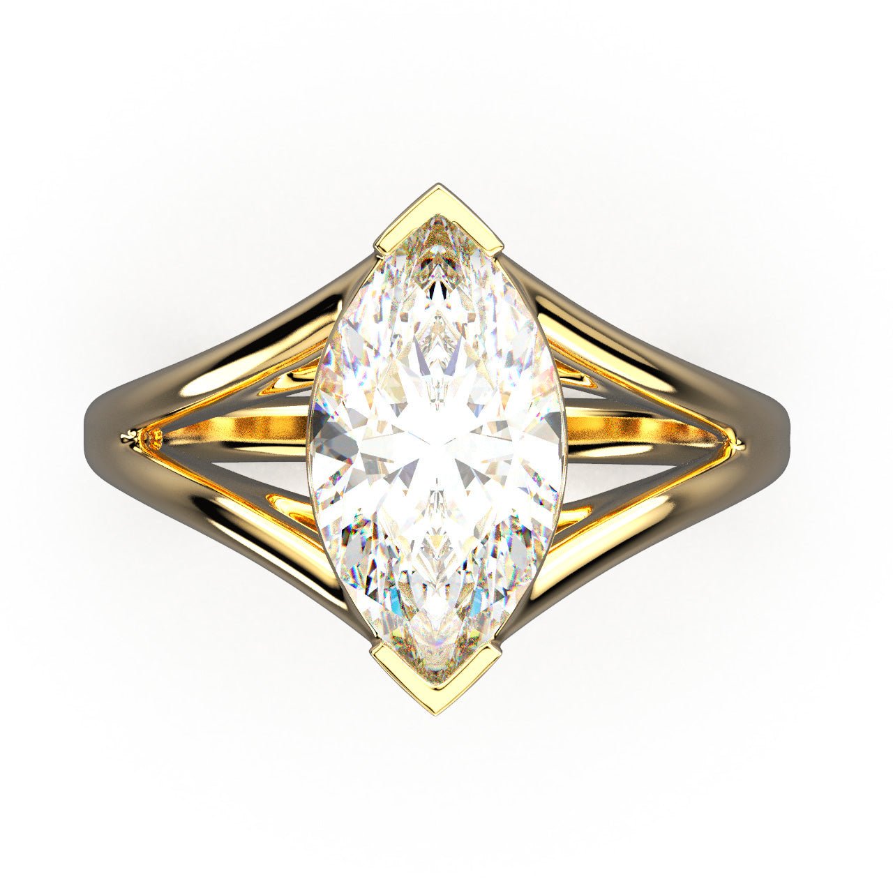 Solitaire Mme La Marquise Diamant Marquise Blanc, Or 18 carats - Lauredi