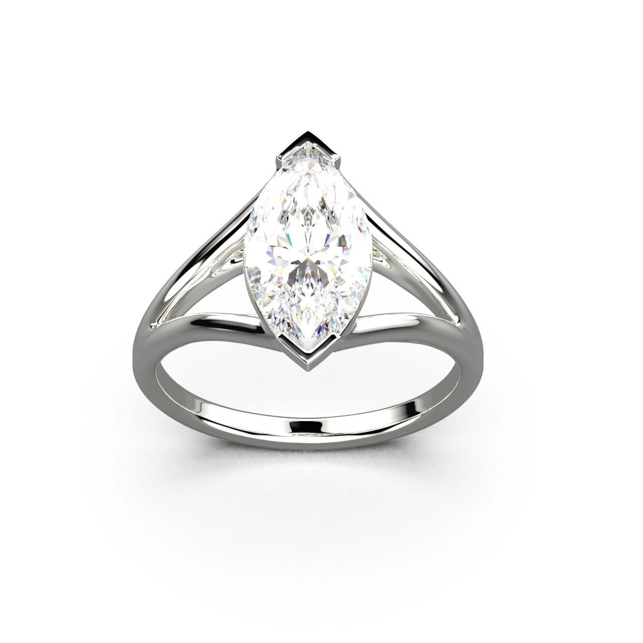 Solitaire Mme La Marquise Diamant Marquise Blanc, Or 18 carats - Lauredi