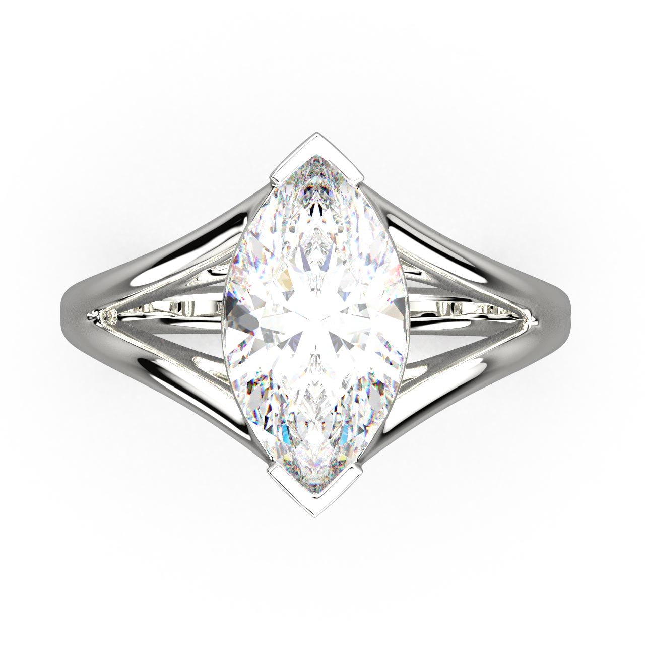 Solitaire Mme La Marquise Diamant Marquise Blanc, Or 18 carats - Lauredi