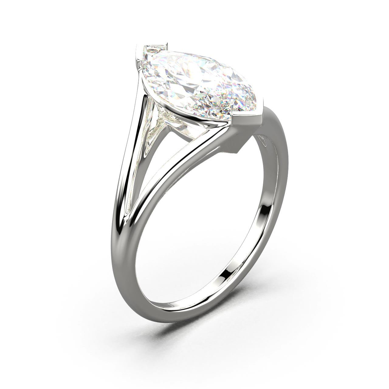Solitaire Mme La Marquise Diamant Marquise Blanc, Or 18 carats - Lauredi