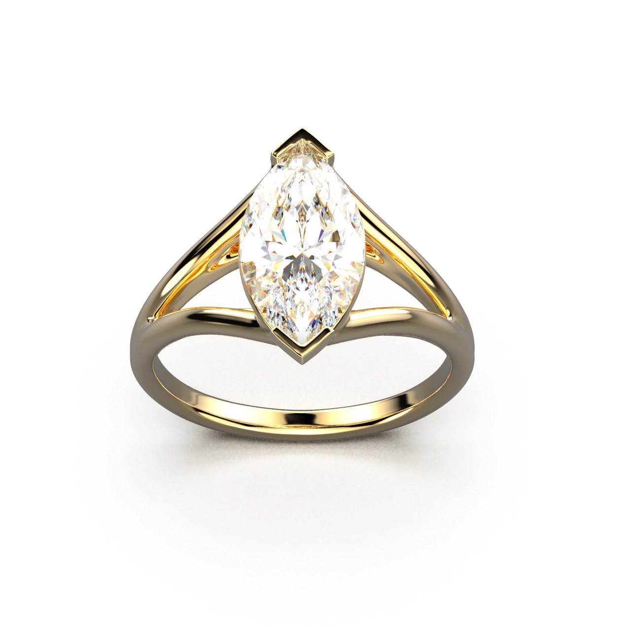 Solitaire Mme La Marquise Diamant Marquise Blanc, Or 18 carats - Lauredi