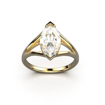 Solitaire Mme La Marquise en or recyclé 18 carats, diamant de laboratoire taille marquise blanc – Lauredi