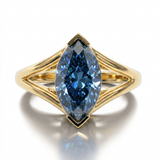 Solitaire Mme La Marquise Diamant Marquise Bleu - Lauredi