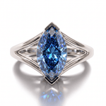 Solitaire Mme La Marquise Diamant Marquise Bleu - Lauredi