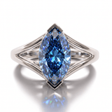 Solitaire Mme La Marquise Diamant Marquise Bleu - Lauredi