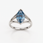 Solitaire Mme La Marquise Diamant Marquise Bleu - Lauredi