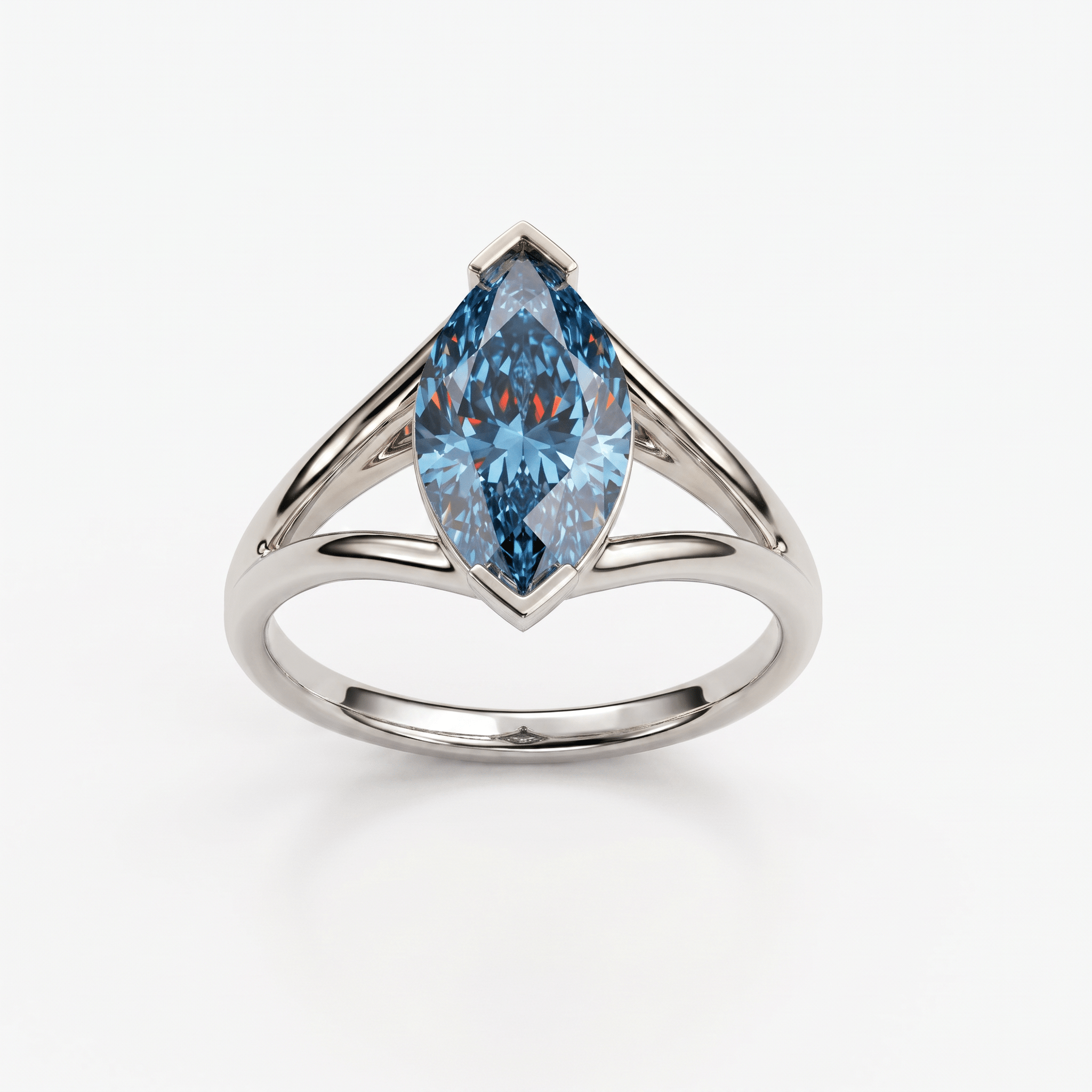 Solitaire Mme La Marquise Diamant Marquise Bleu - Lauredi