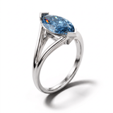 Solitaire Mme La Marquise Diamant Marquise Bleu - Lauredi