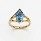 Solitaire Mme La Marquise Diamant Marquise Bleu - Lauredi