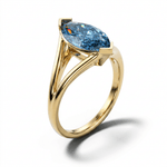 Solitaire Mme La Marquise Diamant Marquise Bleu - Lauredi