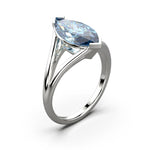 Solitaire Mme La Marquise Diamant Marquise Bleu, Or 18 carats - Lauredi