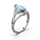 Solitaire Mme La Marquise Diamant Marquise Bleu, Or 18 carats - Lauredi
