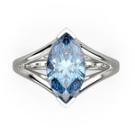 Solitaire Mme La Marquise Diamant Marquise Bleu, Or 18 carats - Lauredi