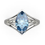 Solitaire Mme La Marquise Diamant Marquise Bleu, Or 18 carats - Lauredi