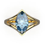 Solitaire Mme La Marquise Diamant Marquise Bleu, Or 18 carats - Lauredi
