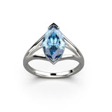 Solitaire Mme La Marquise Diamant Marquise Bleu, Or 18 carats - Lauredi