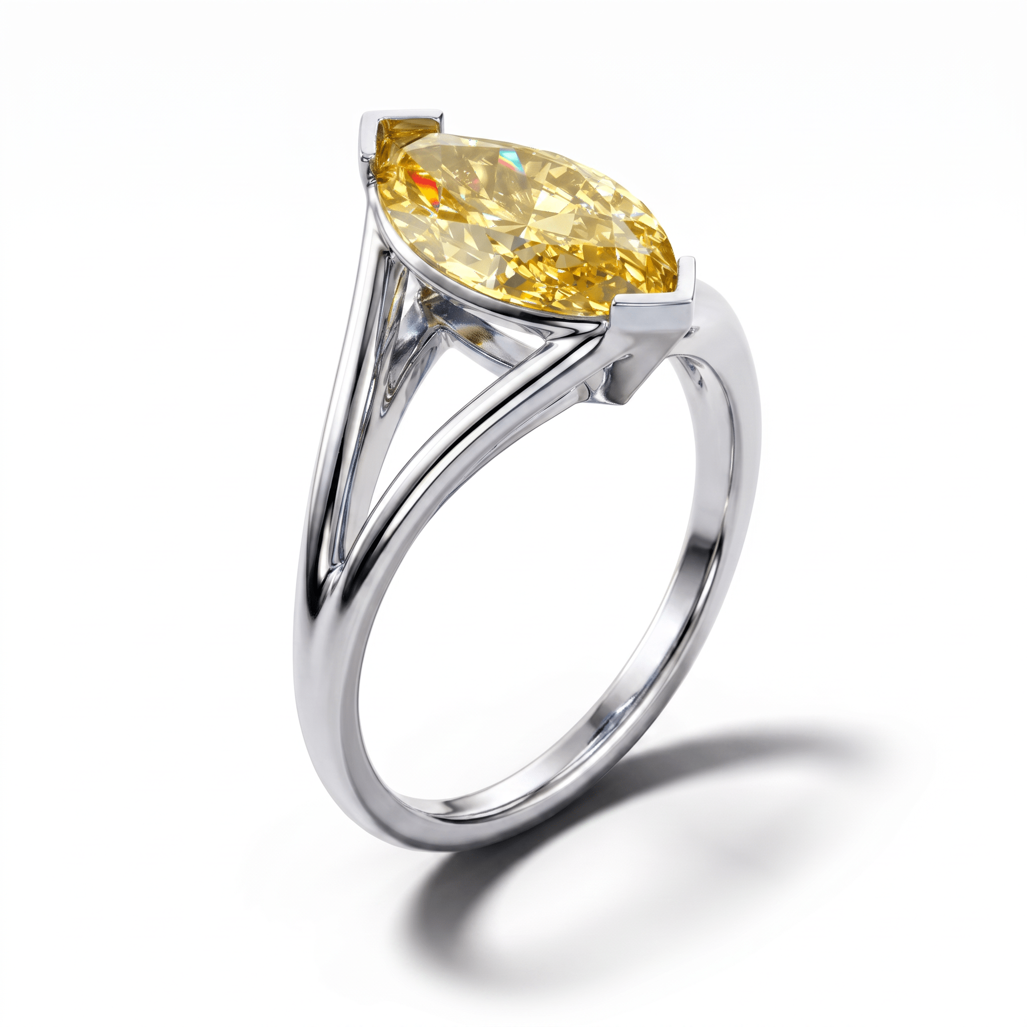 Solitaire Mme La Marquise Diamant Marquise Jaune - Lauredi