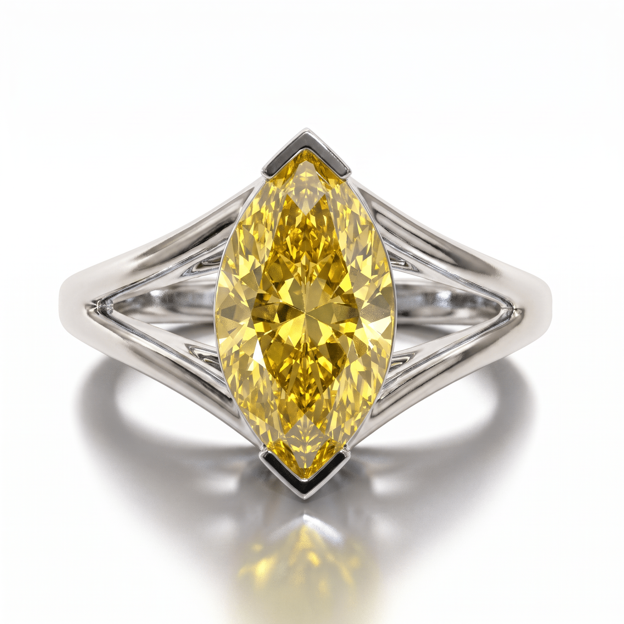 Solitaire Mme La Marquise Diamant Marquise Jaune - Lauredi