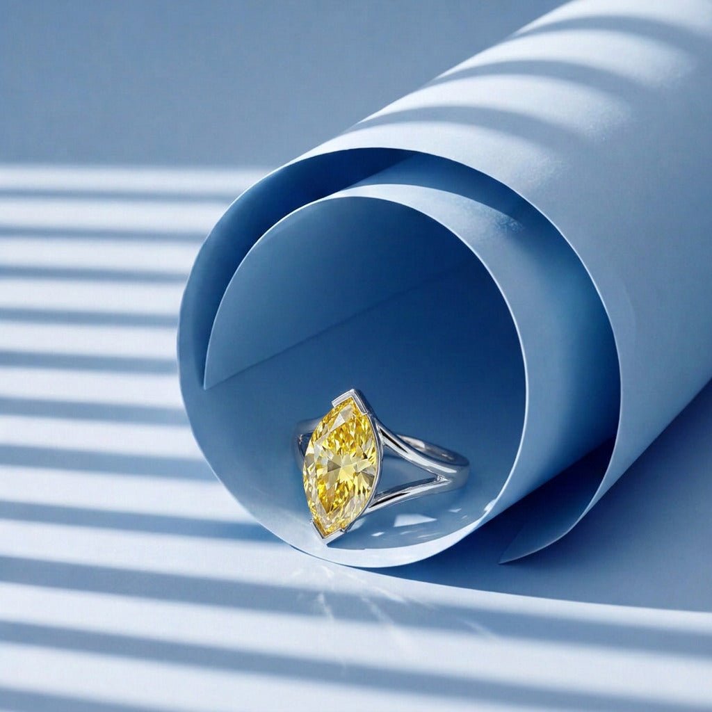 Solitaire Mme La Marquise Diamant Marquise Jaune - Lauredi