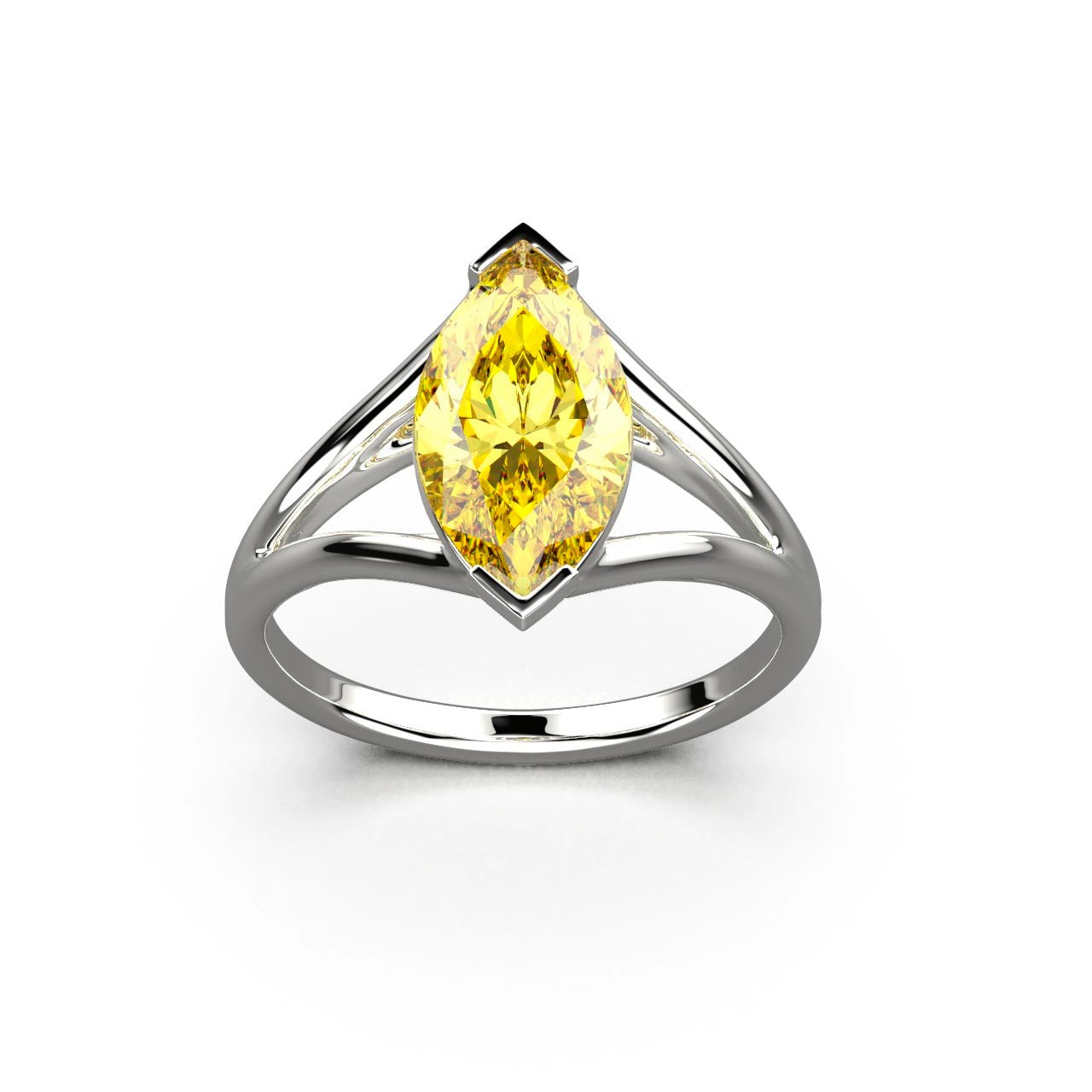Solitaire Mme La Marquise Diamant Marquise Jaune, Or 18 carats - Lauredi