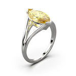 Solitaire Mme La Marquise Diamant Marquise Jaune, Or 18 carats - Lauredi