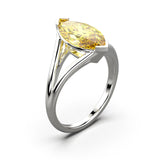 Solitaire Mme La Marquise Diamant Marquise Jaune, Or 18 carats - Lauredi