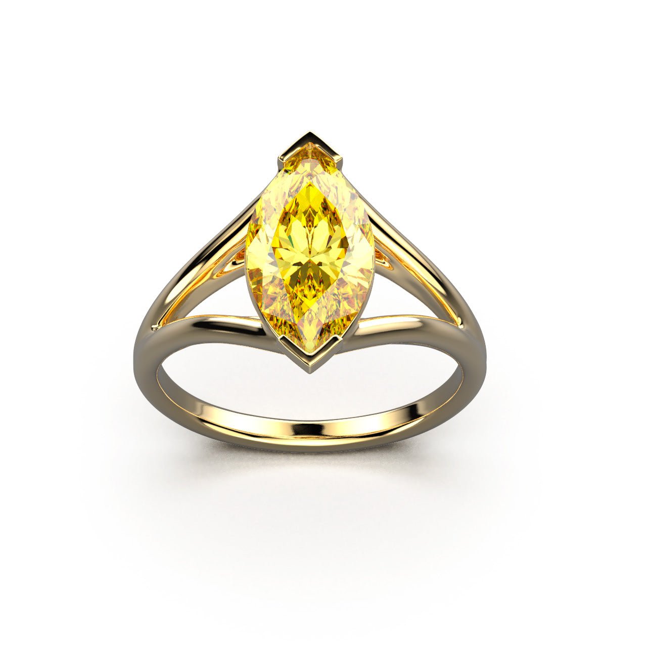 Solitaire Mme La Marquise Diamant Marquise Jaune, Or 18 carats - Lauredi