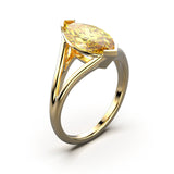 Solitaire Mme La Marquise Diamant Marquise Jaune, Or 18 carats - Lauredi