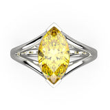Solitaire Mme La Marquise Diamant Marquise Jaune, Or 18 carats - Lauredi