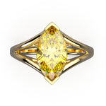 Solitaire Mme La Marquise Diamant Marquise Jaune, Or 18 carats - Lauredi