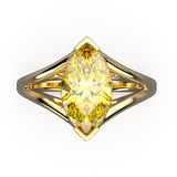 Solitaire Mme La Marquise Diamant Marquise Jaune, Or 18 carats - Lauredi