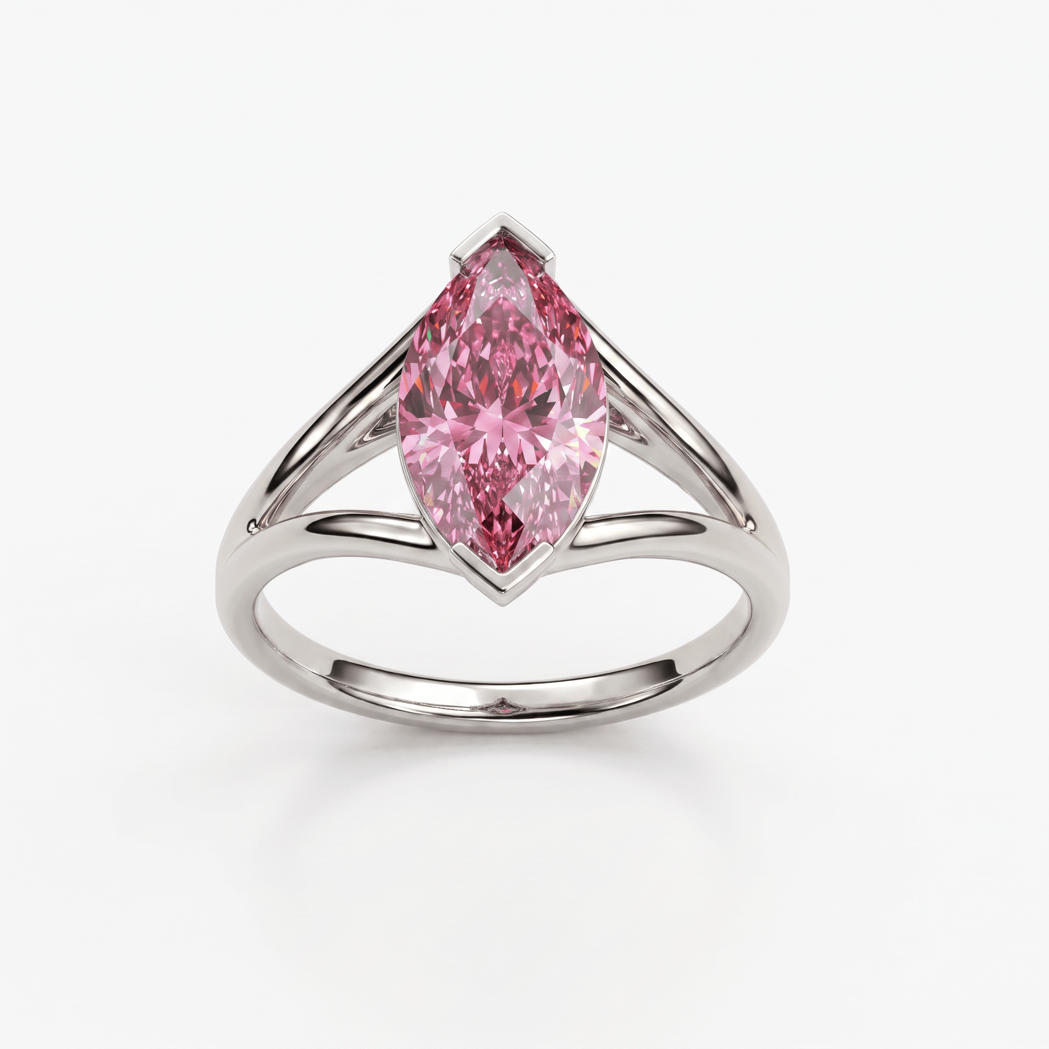 Solitaire Mme La Marquise Diamant Marquise Rose - Lauredi