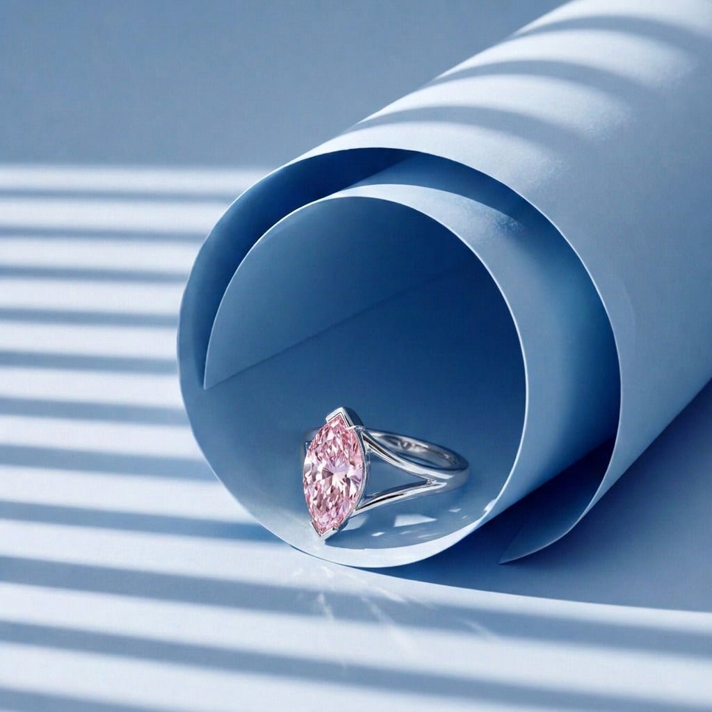 Solitaire Mme La Marquise Diamant Marquise Rose - Lauredi