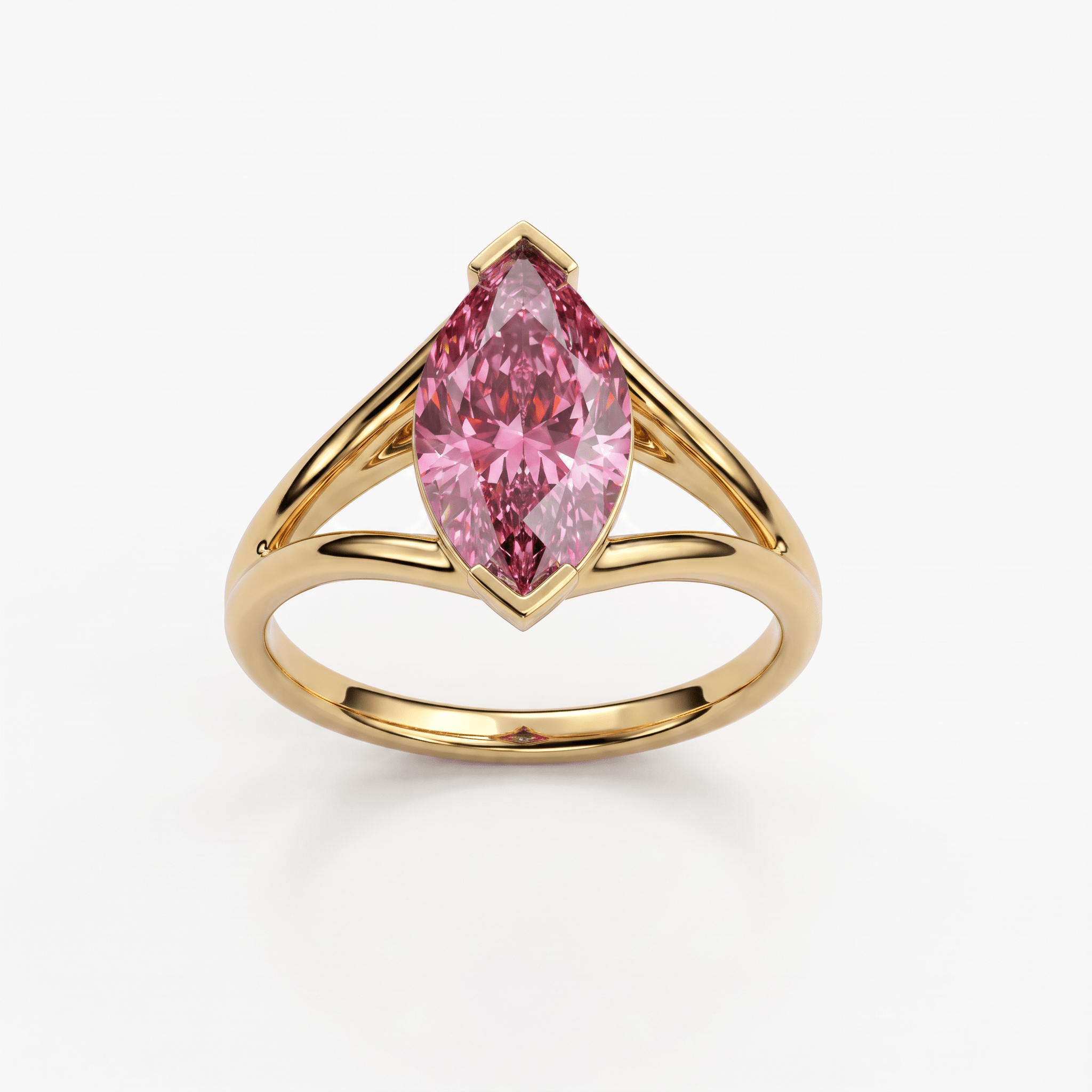Solitaire Mme La Marquise Diamant Marquise Rose - Lauredi