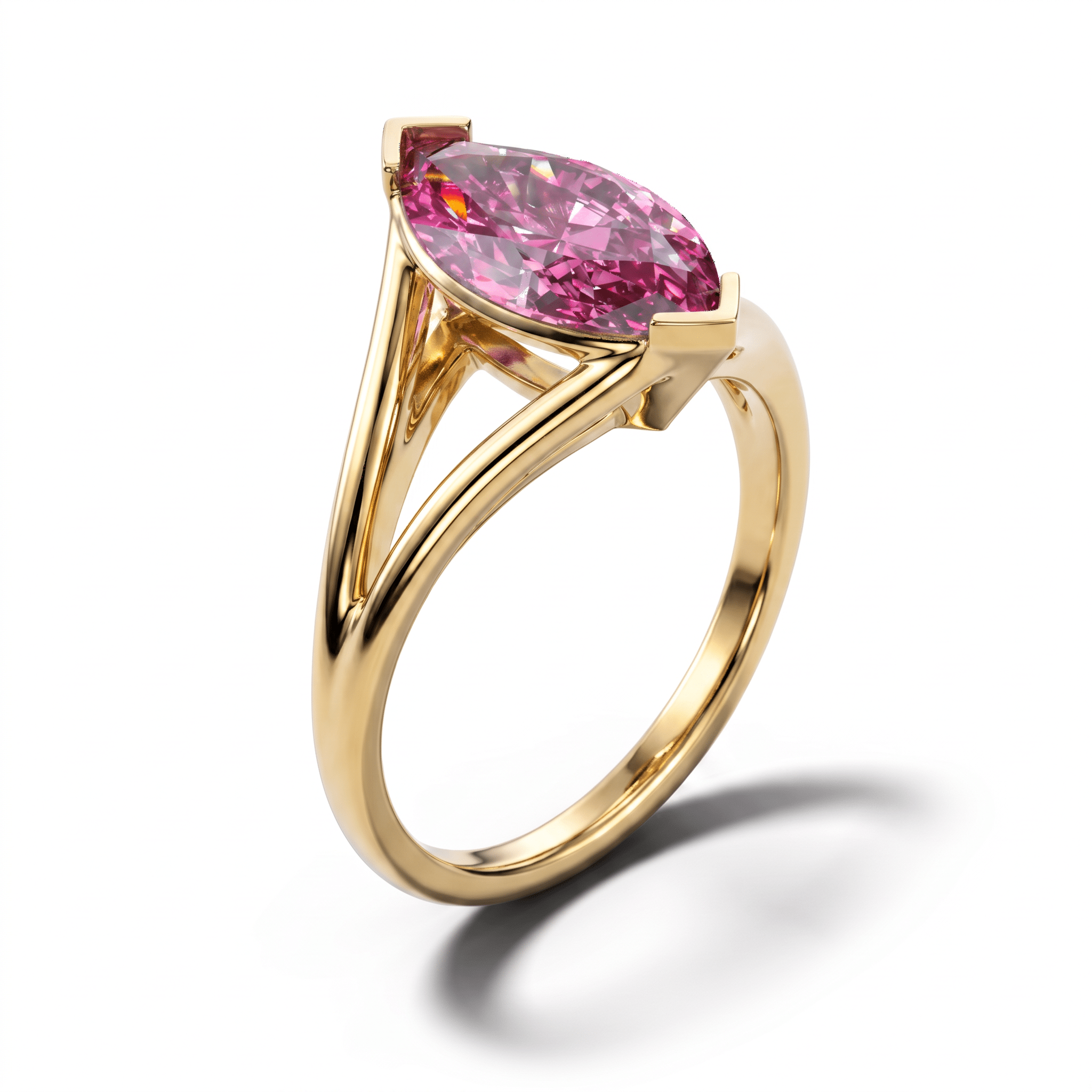 Solitaire Mme La Marquise Diamant Marquise Rose - Lauredi