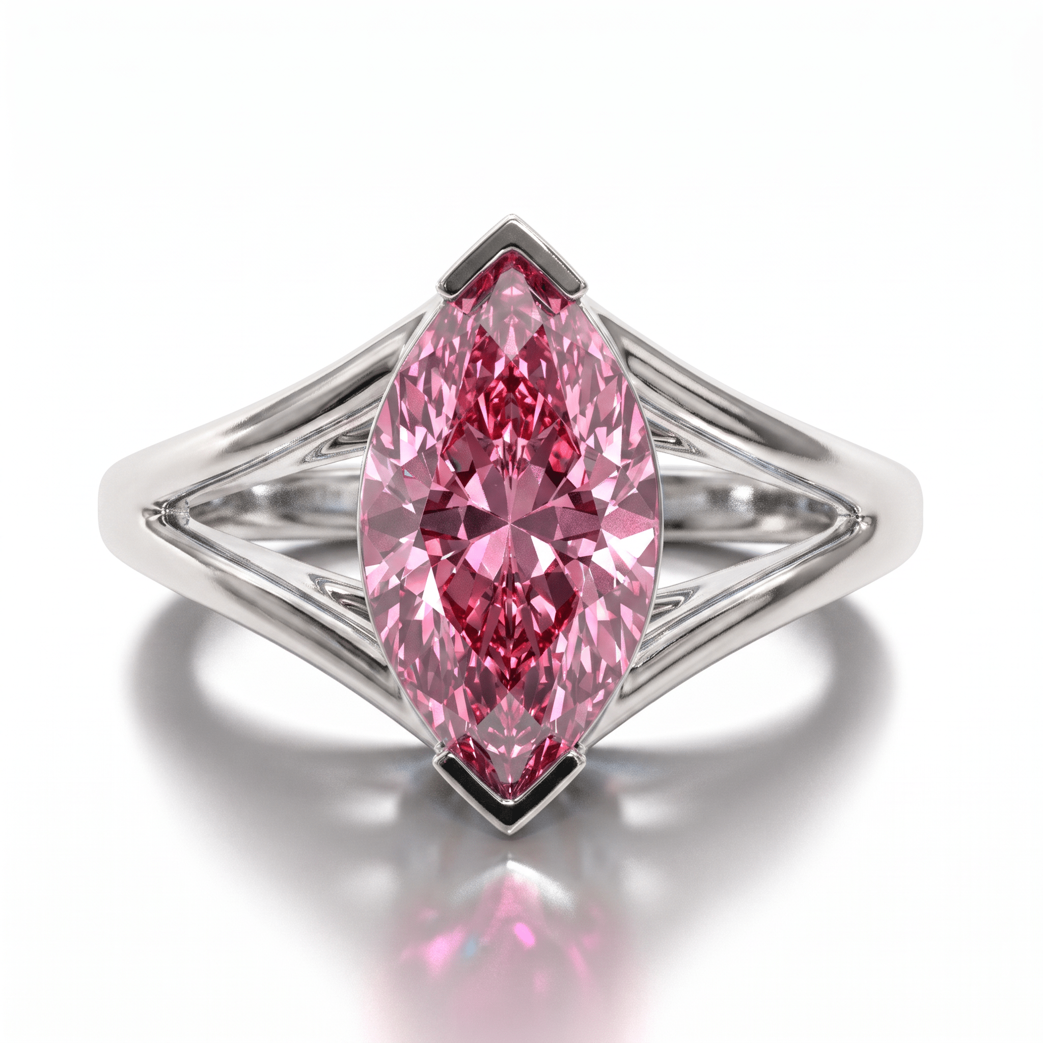Solitaire Mme La Marquise Diamant Marquise Rose - Lauredi