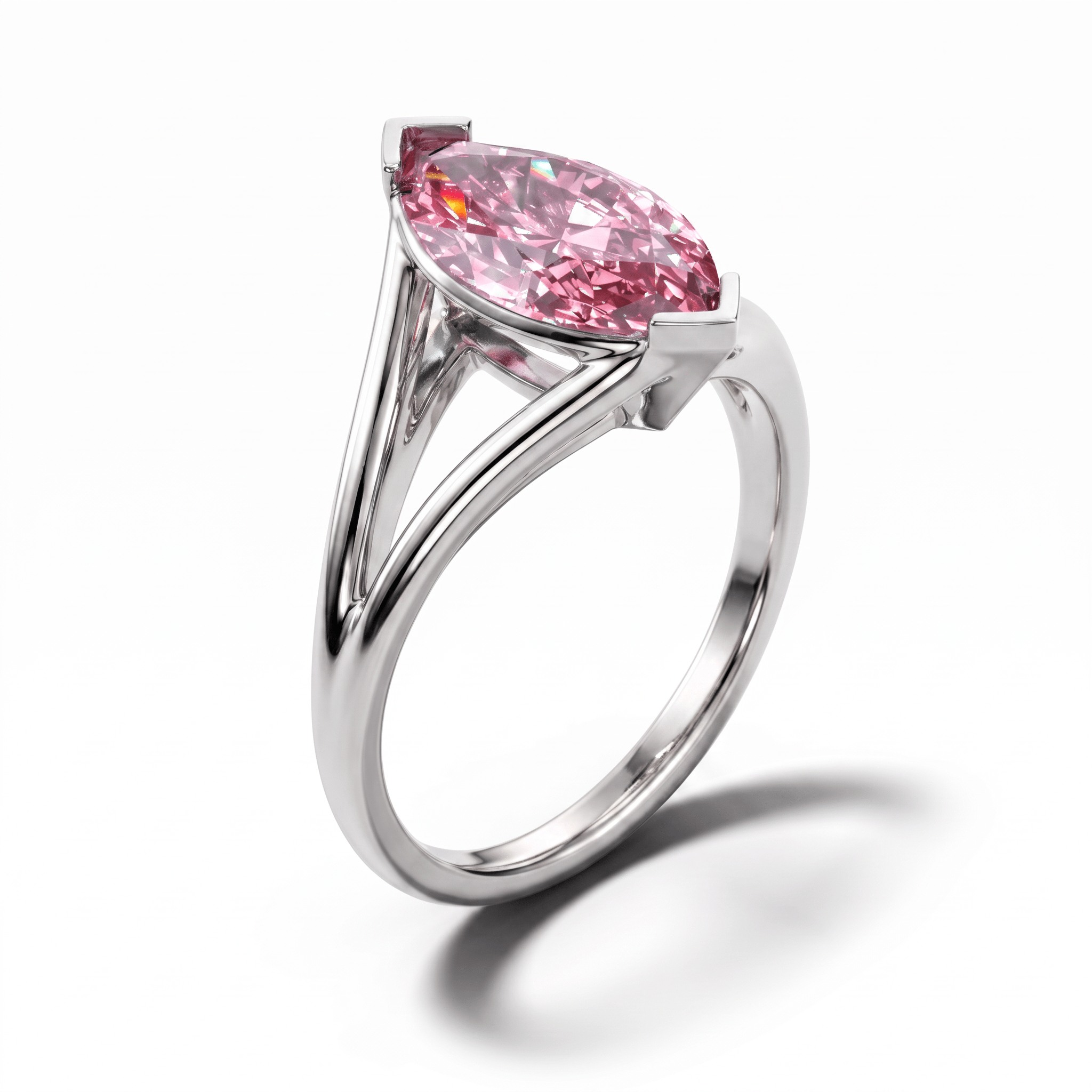 Solitaire Mme La Marquise Diamant Marquise Rose - Lauredi